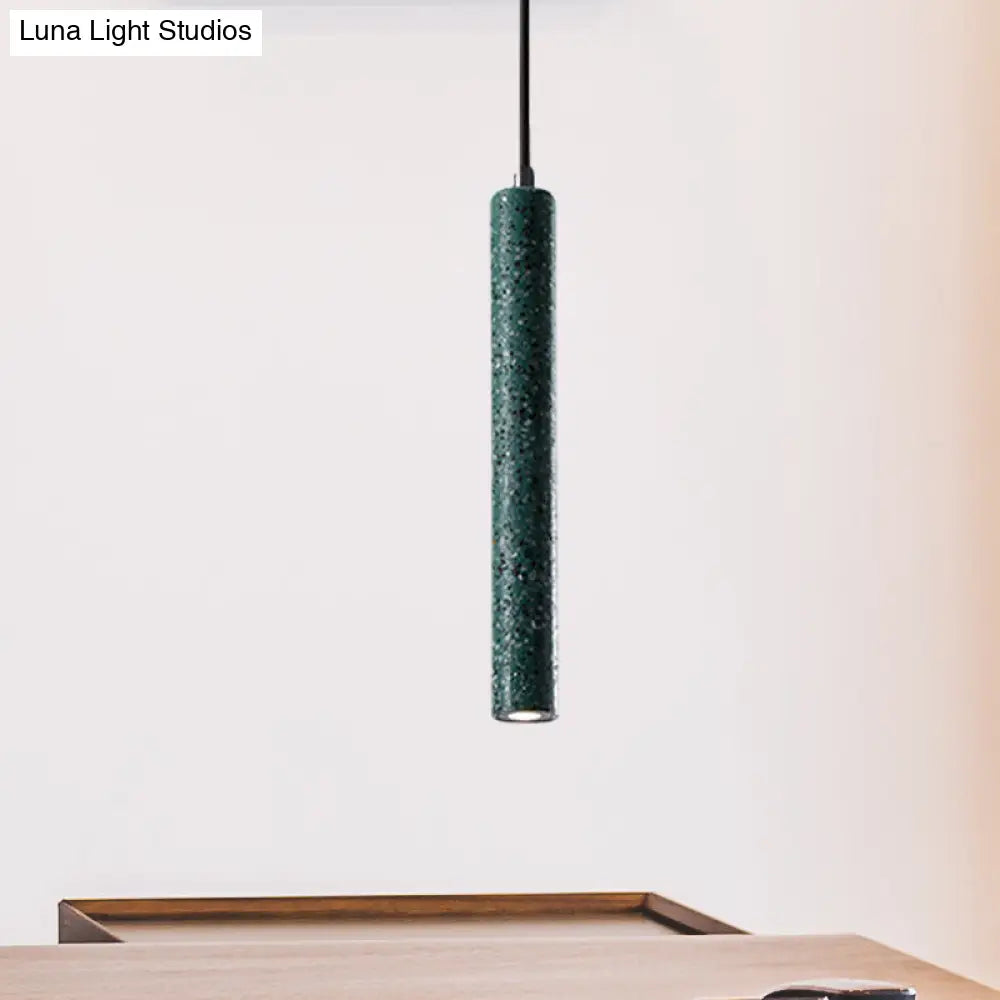 Nordic Cement Tube Pendant Light - 1 Light, Yellow/Blue/Green - 12"/21.5"H