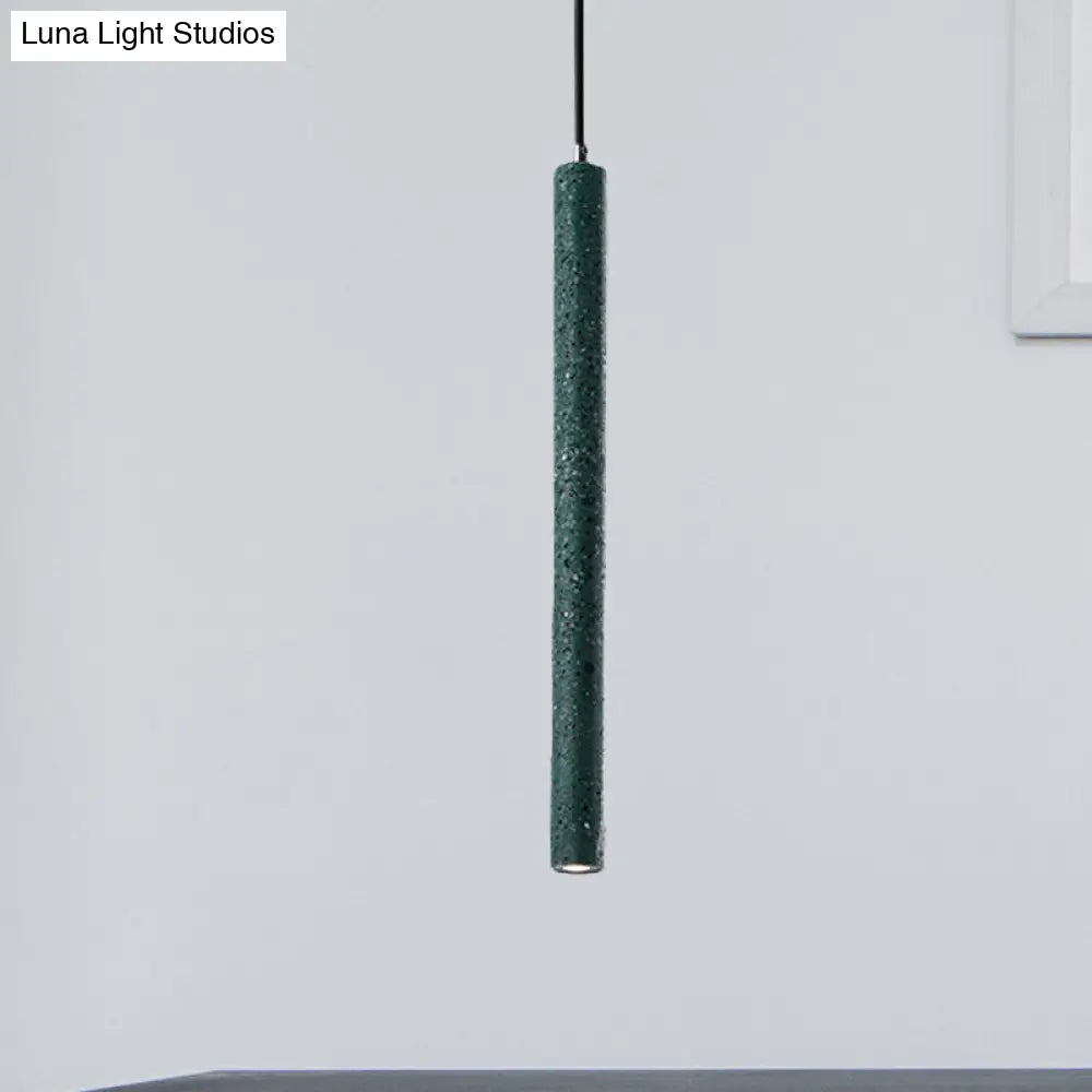 Nordic Cement Tube Pendant Light - 1 Light, Yellow/Blue/Green - 12"/21.5"H