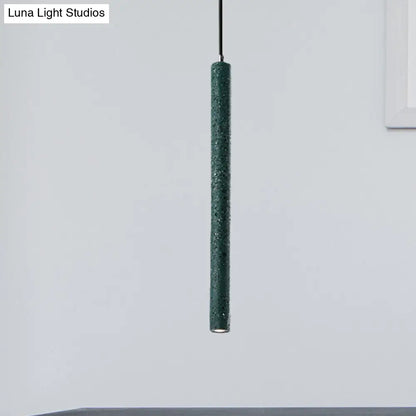 Nordic Cement Tube Pendant Light - 1 Light, Yellow/Blue/Green - 12"/21.5"H