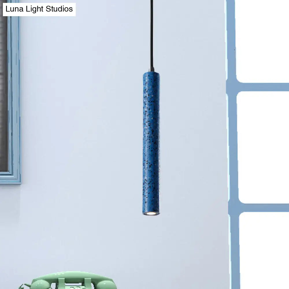 Nordic Cement Tube Pendant Light - 1 Light, Yellow/Blue/Green - 12"/21.5"H