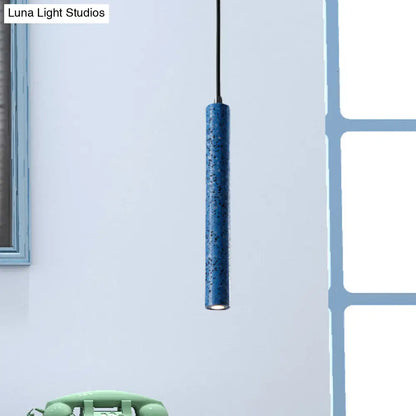 Nordic Cement Tube Pendant Light - 1 Light, Yellow/Blue/Green - 12"/21.5"H