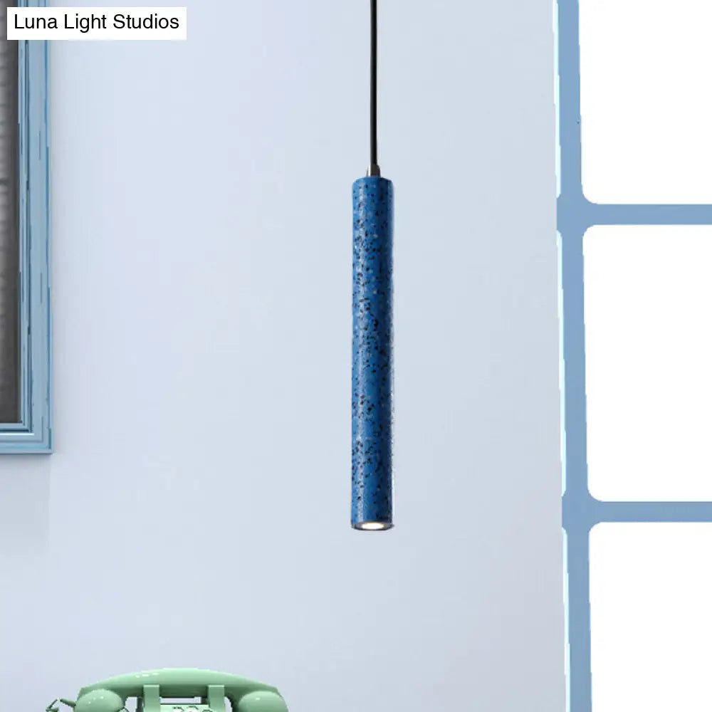 Nordic Cement Tube Pendant Light - 1 Light, Yellow/Blue/Green - 12"/21.5"H