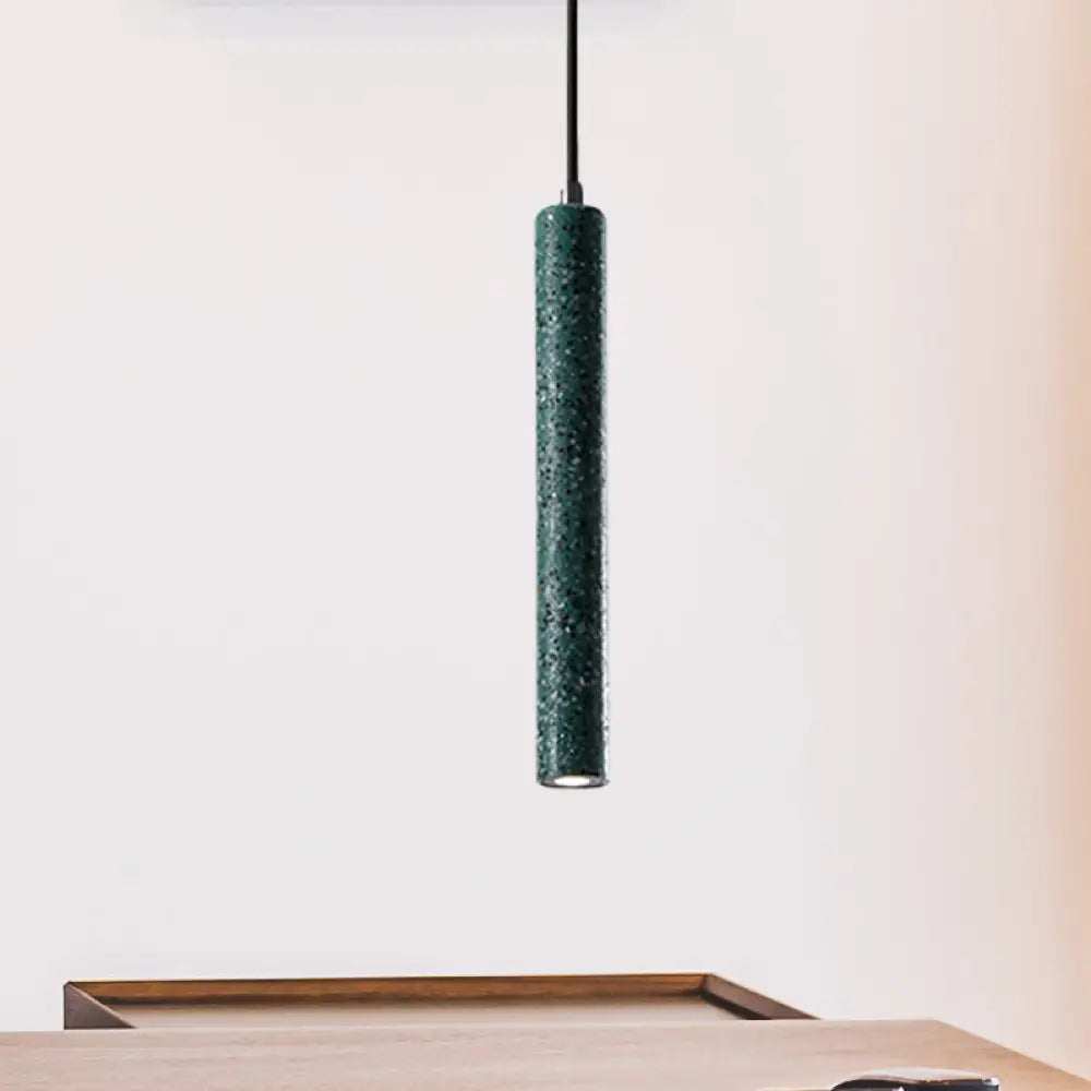 Nordic Cement Tube Pendant Light - 1 Light, Yellow/Blue/Green - 12"/21.5"H