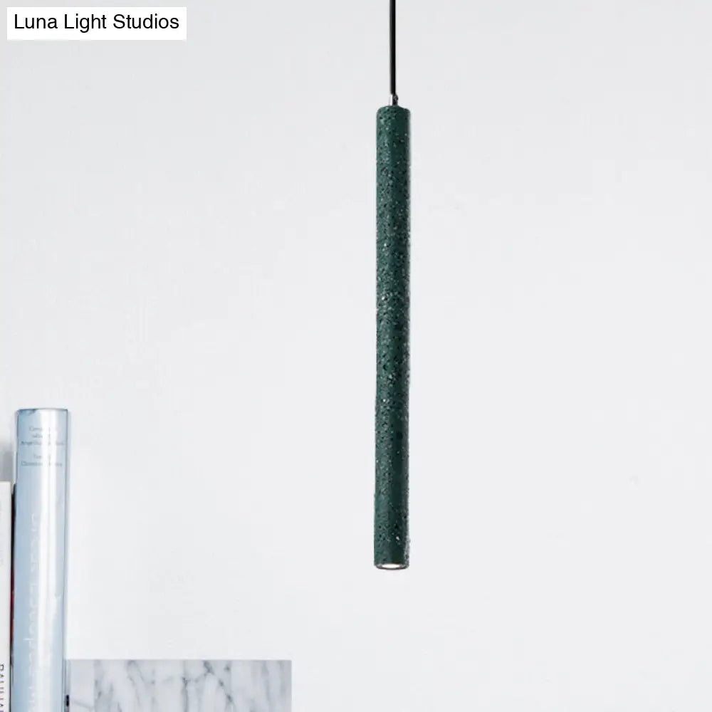 Nordic Cement Tube Pendant Light - 1 Light, Yellow/Blue/Green - 12"/21.5"H