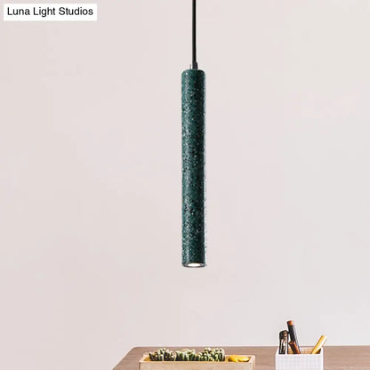 Nordic Cement Tube Pendant Light - 1 Light, Yellow/Blue/Green - 12"/21.5"H