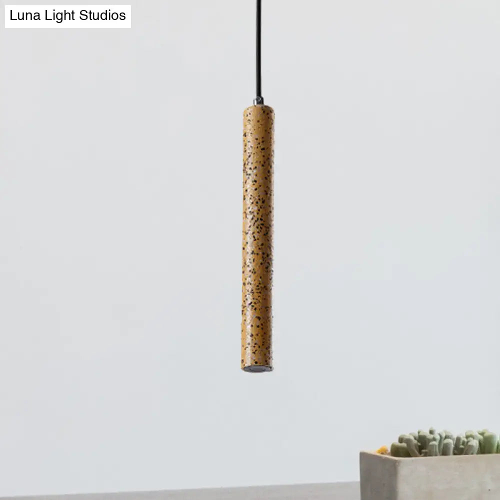 Nordic Cement Tube Pendant Light - 1 Light, Yellow/Blue/Green - 12"/21.5"H