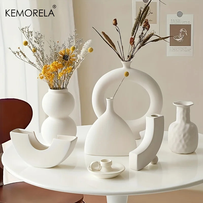 Nordic Ceramic Donut Vase - Home Decor Accent - Vase