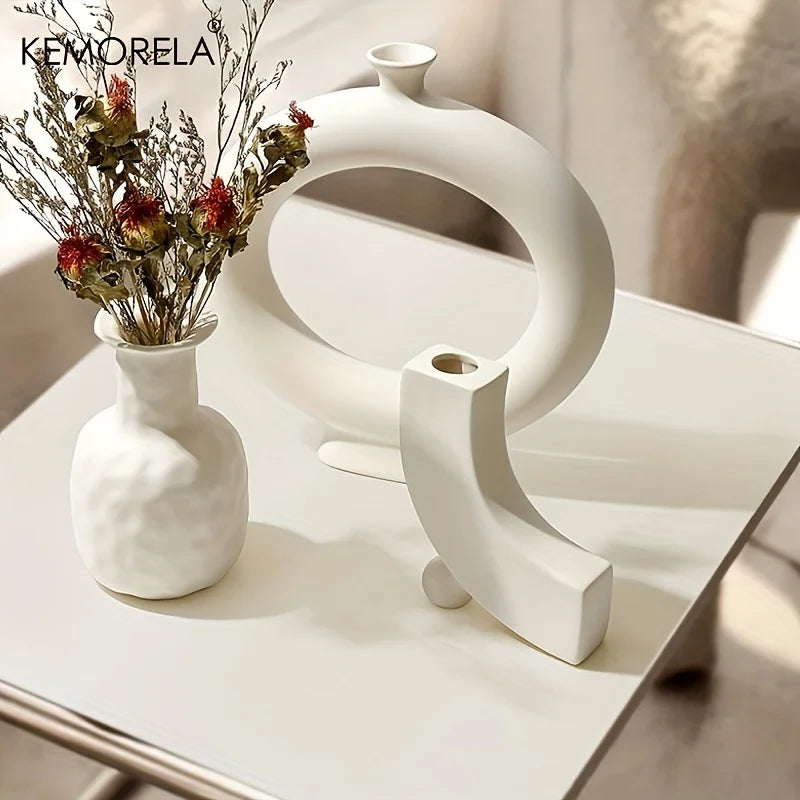 Nordic Ceramic Donut Vase - Home Decor Accent - Vase