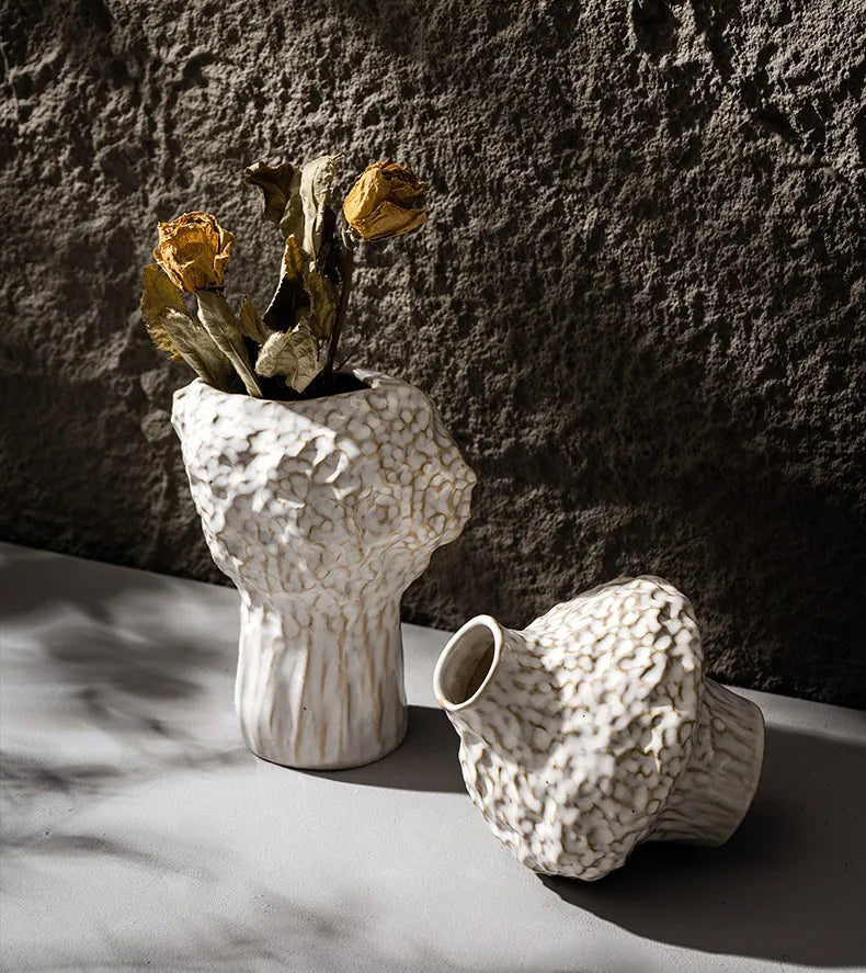 Nordic Ceramic Vase with Pampas Grass