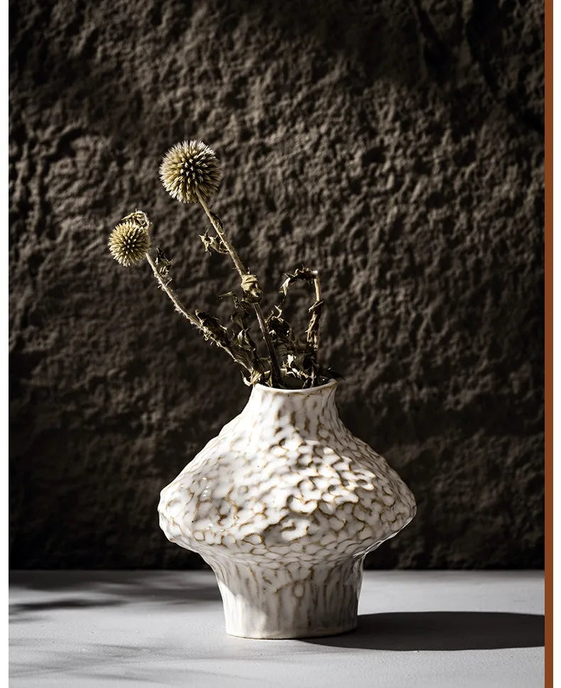 Nordic Ceramic Vase with Pampas Grass - Vase