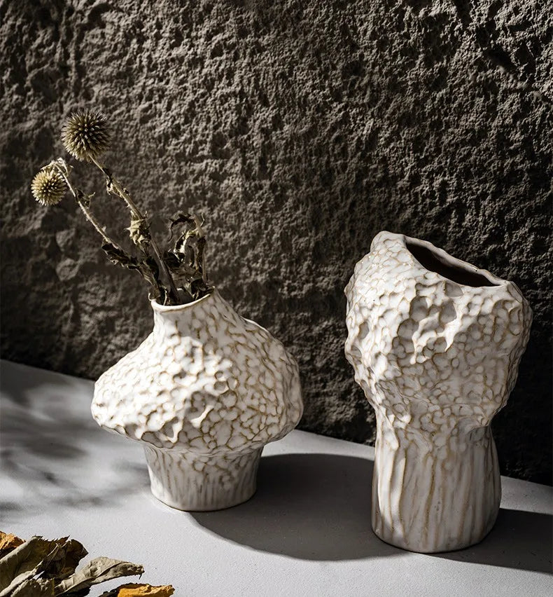 Nordic Ceramic Vase with Pampas Grass - Vase