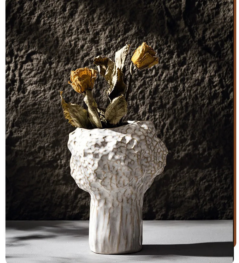 Nordic Ceramic Vase with Pampas Grass - Vase