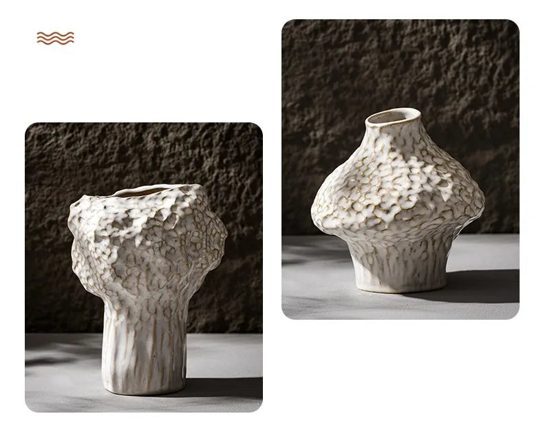 Nordic Ceramic Vase with Pampas Grass - Vase