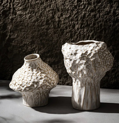 Nordic Ceramic Vase with Pampas Grass - Vase