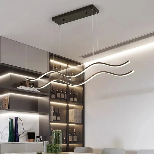 Nordic Chandeliers for Dining Room Lighting - 2 black / length 100cm / Warm light - Chandelier