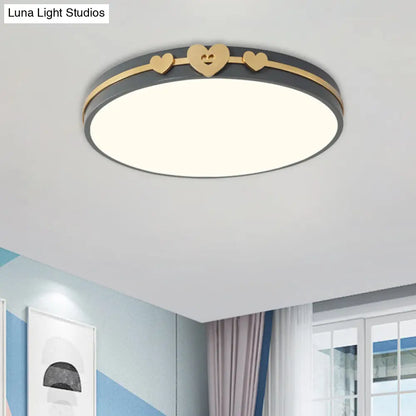 DecorBites™ DecorBites™ Nordic Circular Flush Lamp: Acrylic LED Bedroom Flush Lighting in Elegant White/Black/Grey with Gold Heart Deco
