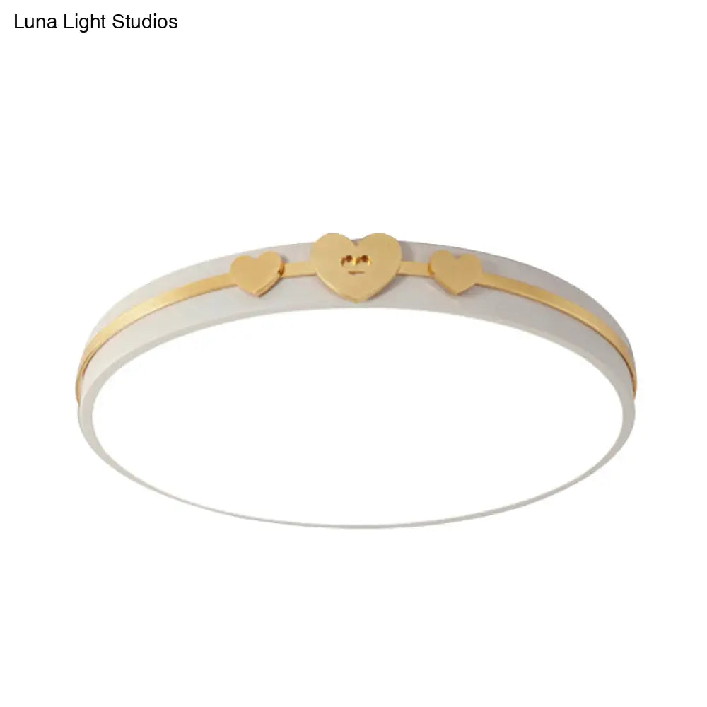 DecorBites™ DecorBites™ Nordic Circular Flush Lamp: Acrylic LED Bedroom Flush Lighting in Elegant White/Black/Grey with Gold Heart Deco