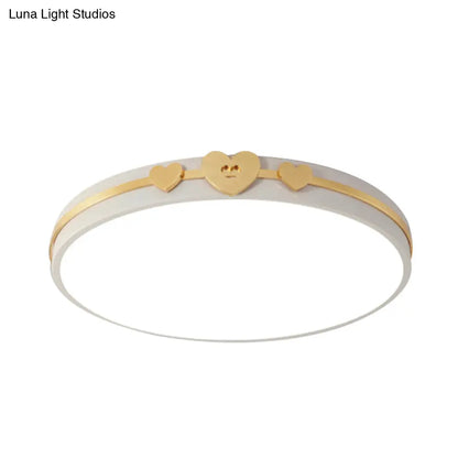DecorBites™ DecorBites™ Nordic Circular Flush Lamp: Acrylic LED Bedroom Flush Lighting in Elegant White/Black/Grey with Gold Heart Deco