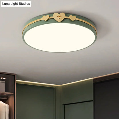 DecorBites™ DecorBites™ Nordic Circular Flush Lamp: Acrylic LED Bedroom Flush Lighting in Elegant White/Black/Grey with Gold Heart Deco