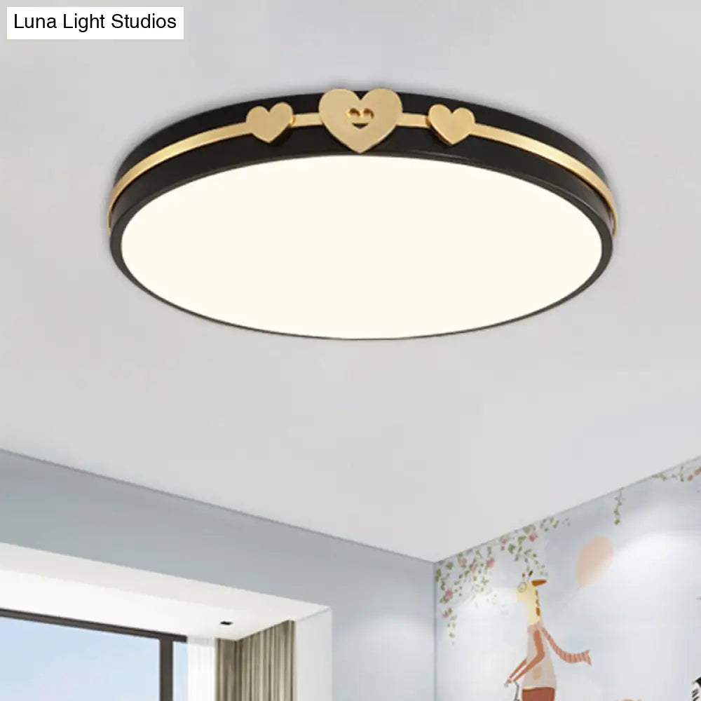 DecorBites™ DecorBites™ Nordic Circular Flush Lamp: Acrylic LED Bedroom Flush Lighting in Elegant White/Black/Grey with Gold Heart Deco