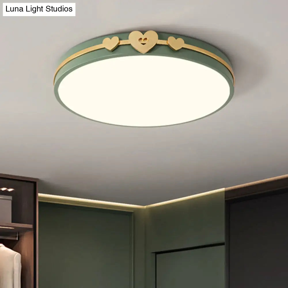 DecorBites™ DecorBites™ Nordic Circular Flush Lamp: Acrylic LED Bedroom Flush Lighting in Elegant White/Black/Grey with Gold Heart Deco