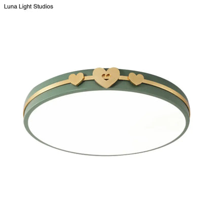 DecorBites™ DecorBites™ Nordic Circular Flush Lamp: Acrylic LED Bedroom Flush Lighting in Elegant White/Black/Grey with Gold Heart Deco