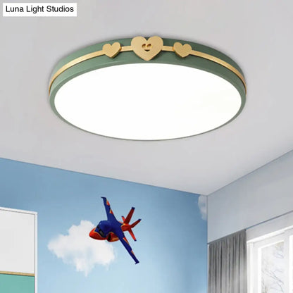 DecorBites™ DecorBites™ Nordic Circular Flush Lamp: Acrylic LED Bedroom Flush Lighting in Elegant White/Black/Grey with Gold Heart Deco