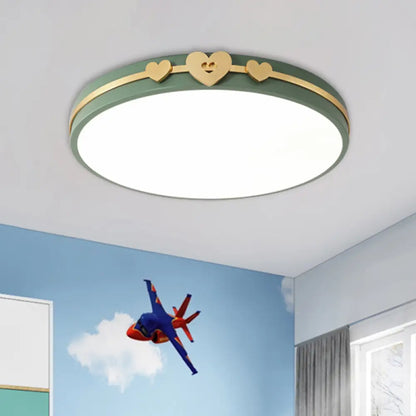 DecorBites™ DecorBites™ Nordic Circular Flush Lamp: Acrylic LED Bedroom Flush Lighting in Elegant White/Black/Grey with Gold Heart Deco