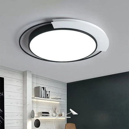DecorBites™ DecorBites™ Nordic Circular LED Flush Mount Lighting Fixture in Black and White for Living Room