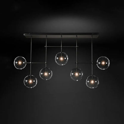 مصباح معلق على شكل جزيرة من DecorBites™ Nordic Clear Glass مكون من 7 لمبات باللونين الأسود والذهبي لغرفة المعيشة