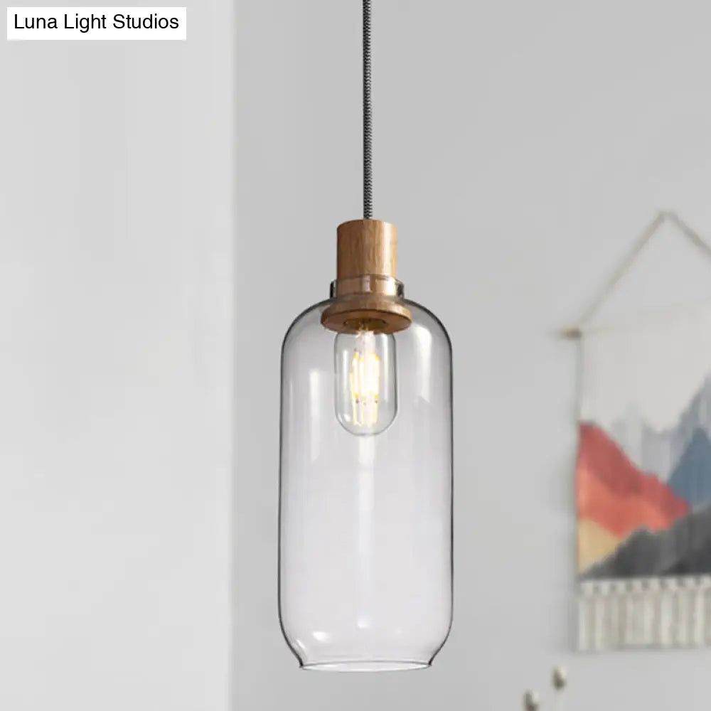 Nordic Clear Glass Jar Hanging Light Fixture for Bedroom - 1 Light Kit - 5"/6" Wide