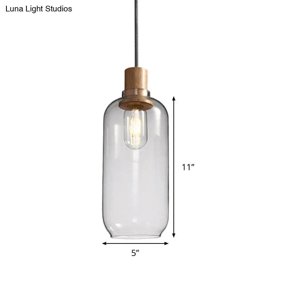 Nordic Clear Glass Jar Hanging Light Fixture for Bedroom - 1 Light Kit - 5"/6" Wide