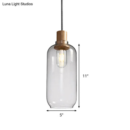 Nordic Clear Glass Jar Hanging Light Fixture for Bedroom - 1 Light Kit - 5"/6" Wide