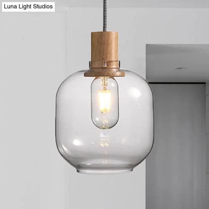 Nordic Clear Glass Jar Hanging Light Fixture for Bedroom - 1 Light Kit - 5"/6" Wide