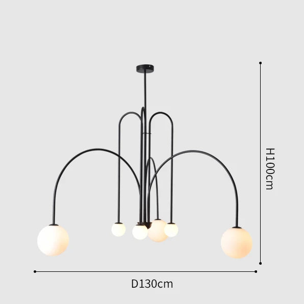 Nordic Comet Glass Ball Chandelier - Elegant Home Décor - Black 130cm - Chandelier