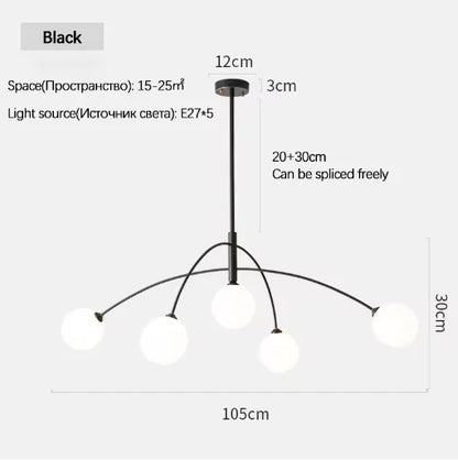 Nordic Comet Glass Ball Chandelier - Elegant Home Décor - black D105cm - Chandelier