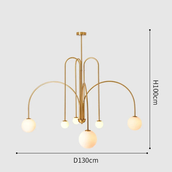 Nordic Comet Glass Ball Chandelier - Elegant Home Décor - Gold 130cm - Chandelier