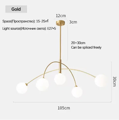 Nordic Comet Glass Ball Chandelier - Elegant Home Décor - Gold D105cm - Chandelier