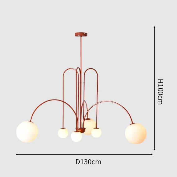 Nordic Comet Glass Ball Chandelier - Elegant Home Décor - Red 130cm - Chandelier