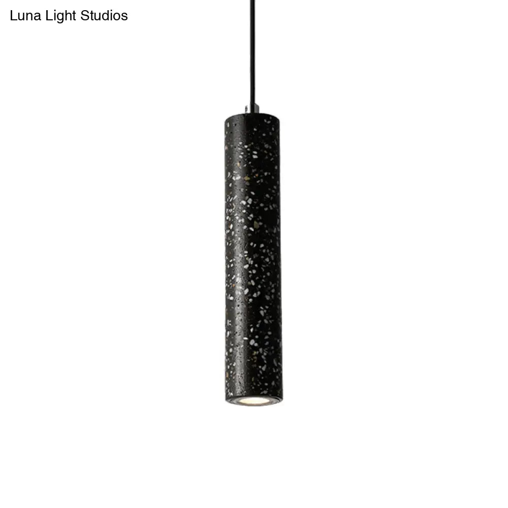 Nordic Concrete Tube Pendant Lighting - 1 Light Black/White/Yellow Suspension