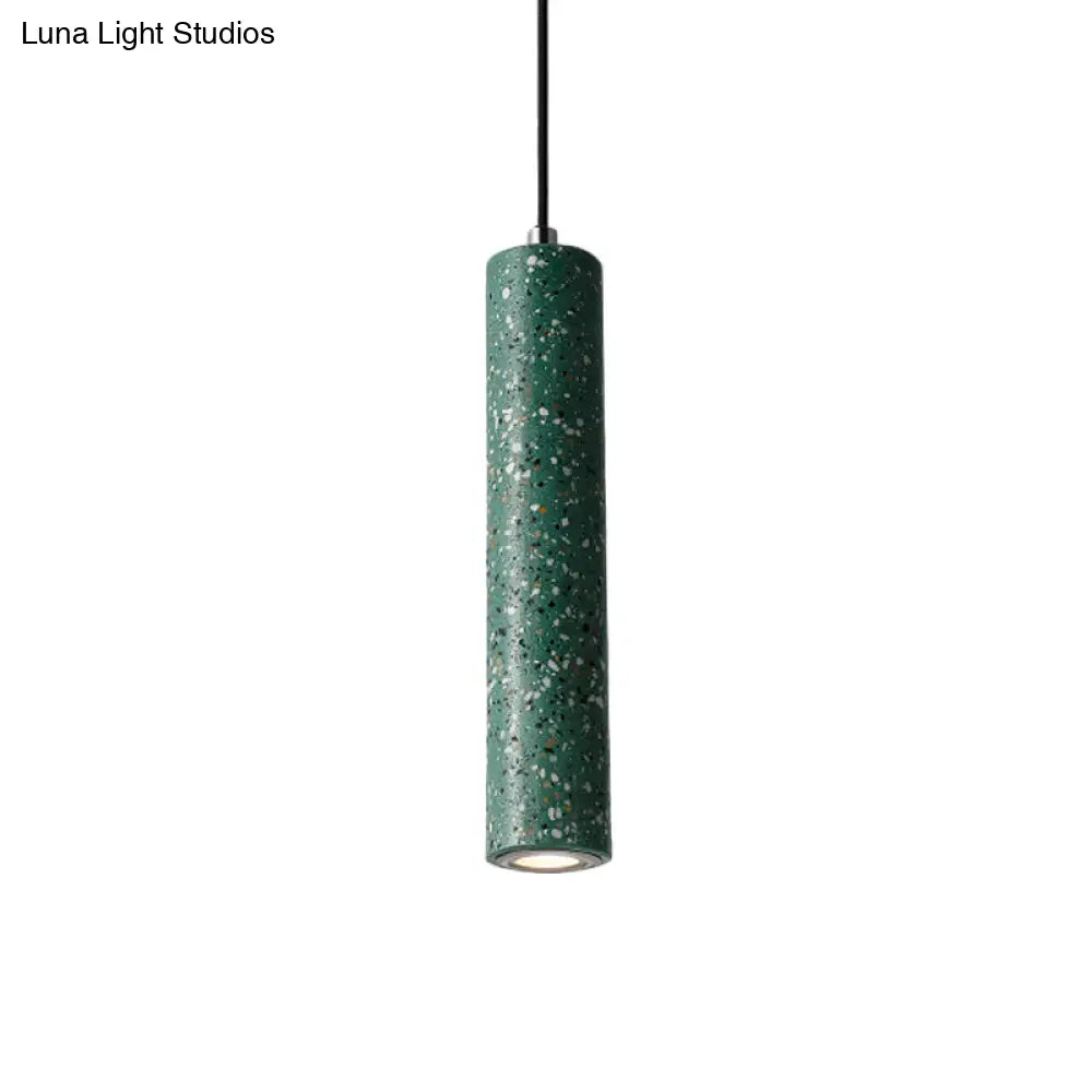 Nordic Concrete Tube Pendant Lighting - 1 Light Black/White/Yellow Suspension