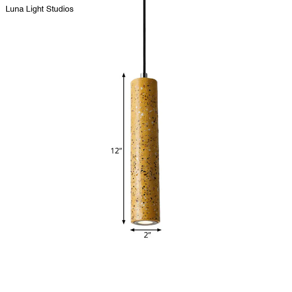 Nordic Concrete Tube Pendant Lighting - 1 Light Black/White/Yellow Suspension