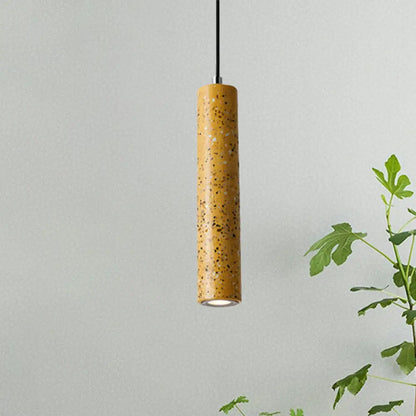 Nordic Concrete Tube Pendant Lighting - 1 Light Black/White/Yellow Suspension