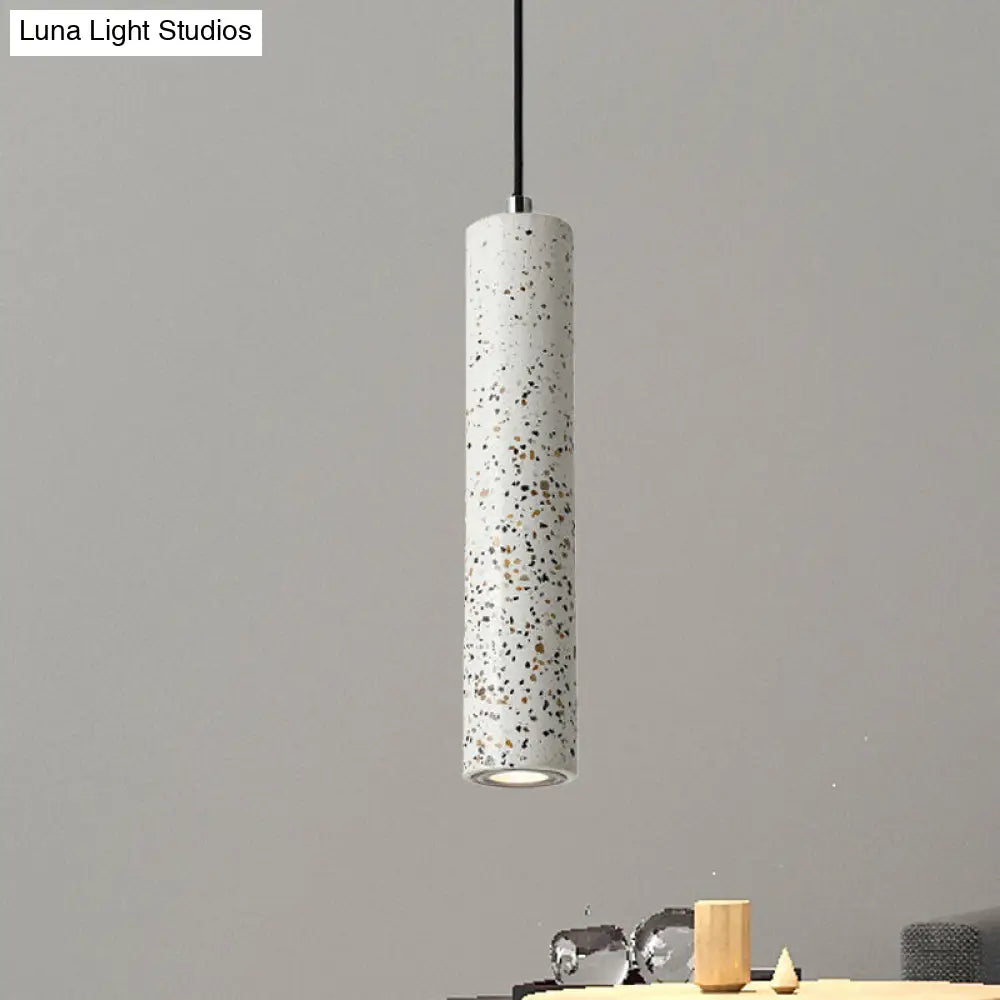 Nordic Concrete Tube Pendant Lighting - 1 Light Black/White/Yellow Suspension