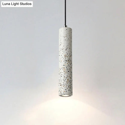 Nordic Concrete Tube Pendant Lighting - 1 Light Black/White/Yellow Suspension