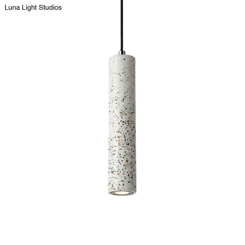 Nordic Concrete Tube Pendant Lighting - 1 Light Black/White/Yellow Suspension