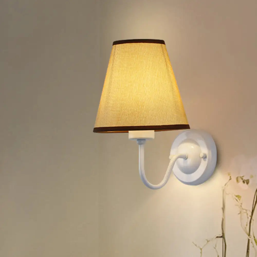 DecorBites™ DecorBites™ Nordic Cone Wall Lamp - 1-Light Fabric Wall Lighting with Curved Arm in Black/White - Black/Brown/Beige Options