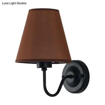DecorBites™ DecorBites™ Nordic Cone Wall Lamp - 1-Light Fabric Wall Lighting with Curved Arm in Black/White - Black/Brown/Beige Options