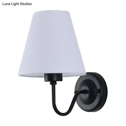 DecorBites™ DecorBites™ Nordic Cone Wall Lamp - 1-Light Fabric Wall Lighting with Curved Arm in Black/White - Black/Brown/Beige Options