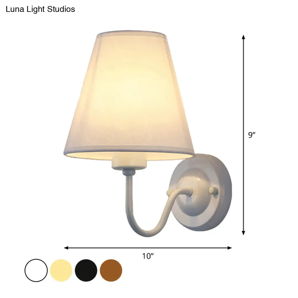 DecorBites™ DecorBites™ Nordic Cone Wall Lamp - 1-Light Fabric Wall Lighting with Curved Arm in Black/White - Black/Brown/Beige Options